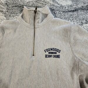 CHAMPION REVERSE WEAVE 1/4 ZIP SWEATSHIRT MENS SMALL FOXWOODS RESORT CASINO GRAY